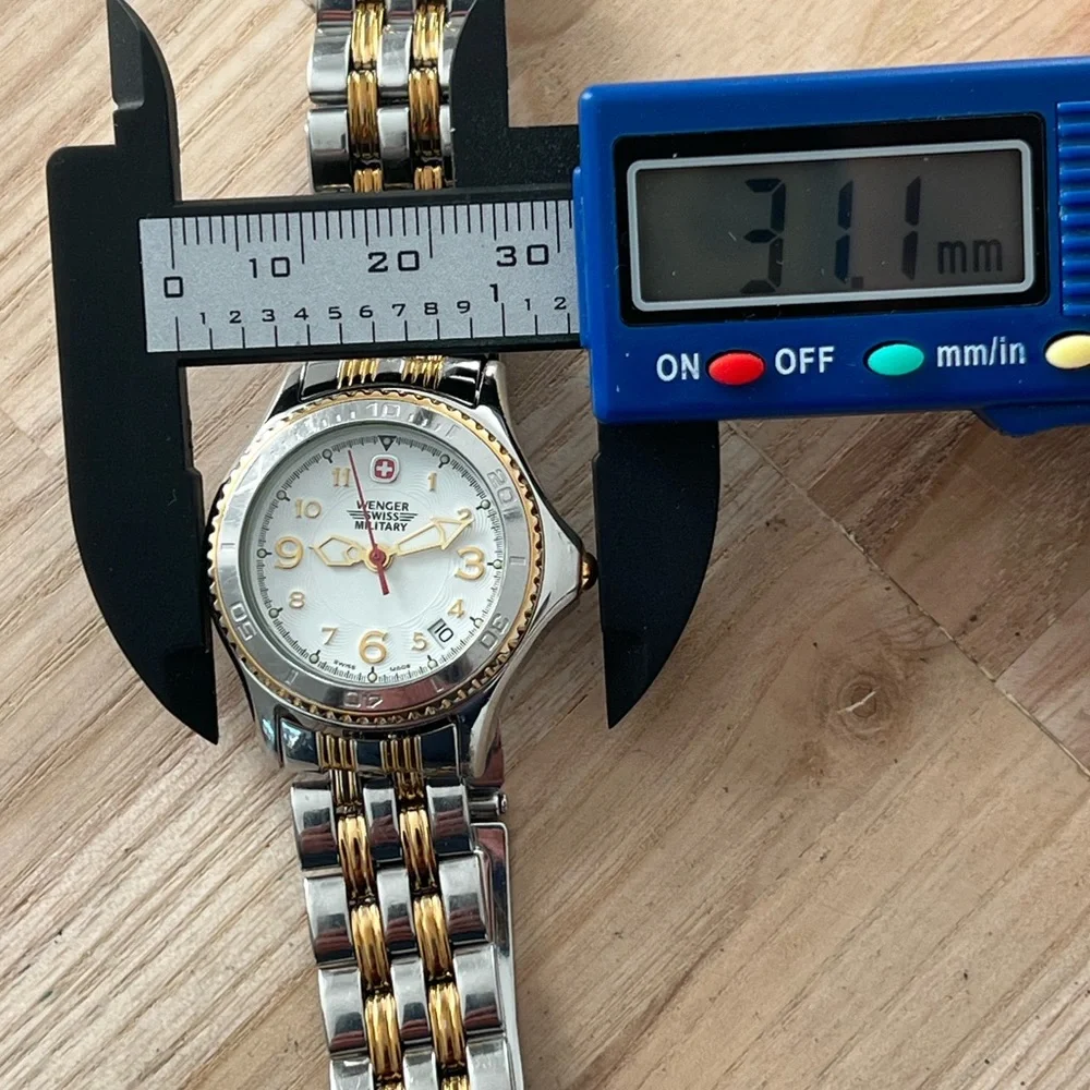 Wenger Ladies Watch Two-Tone Bracelet Case White Dial Date Window New Crystal